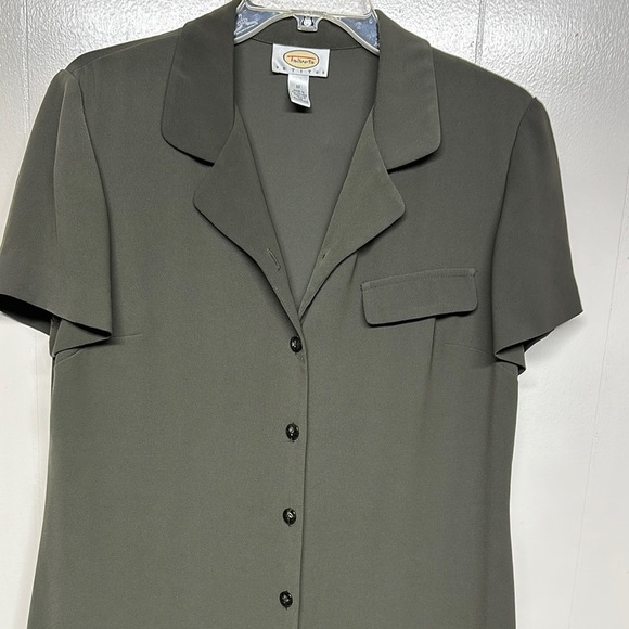 Talbots Green Sheath Midi Dress Notched Collar - Picture 2 of 7